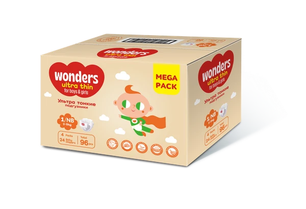 Подгузники WONDERS UT (2-5 кг) BOX NB96